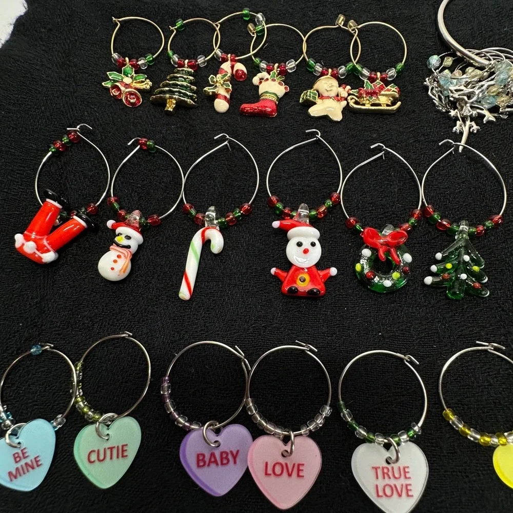 Holiday Wine Glass‎ Markers Christmas Halloween Valentine Mixed Lot